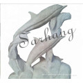 Park decoration animal garden marble dolphin outdoor statues